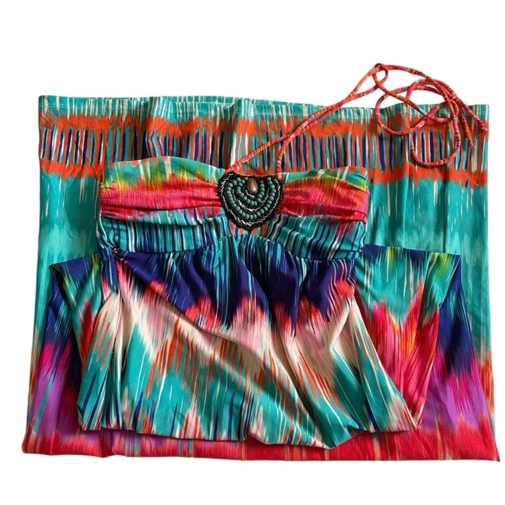 Heartsoul Womens Maxi Halter Dress Ikat
Multicolor Beach Lounge Sz S - Picture 11 of 13